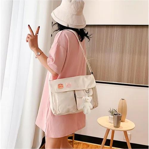 Vista 2 de Bolso cruzado kawaii lindo bolso mensajero de lona bolso de hombro regalo para niñas adolescentes