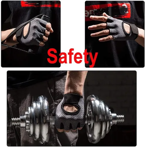 Vista 4 de Workout Gloves Breathable Non-Slip Silica Gel Grip Exercise Gloves for Men Women Weightlifting Yoga Dumbbell Bodybuilding