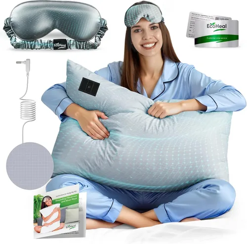 Vista 9 de Funda de almohada con conexión a tierra tamaño Queen con 12% fibra de plata, 4% seda, 84% algodón - Certificada por SGS - Funda de almohada