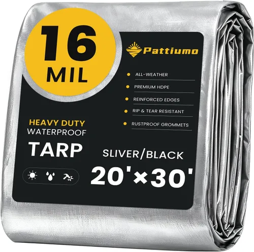 Vista 21 de Pattiumo Lona impermeable de 8 x 10 pies y 14 mil de lona resistente multiusos, cubierta protectora impermeable, resistente a los rayos UV, todo