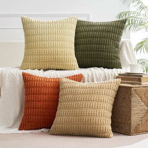 Vista 22 de MIULEE Paquete de 4 fundas de almohada decorativas neutras de 16 x 16 pulgadas para sofá, sala de estar, cama, estilo rústico, granja, bohemio