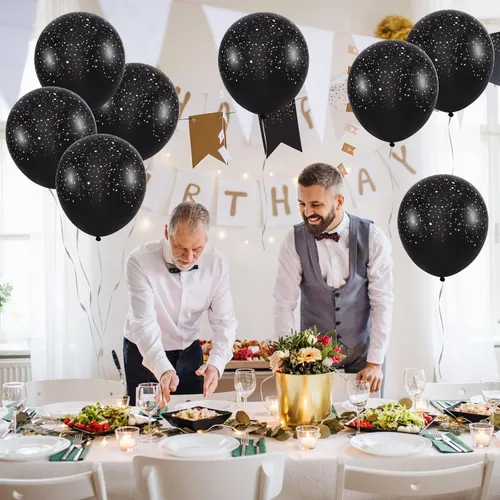 Vista 6 de Deekin 40 globos metálicos de 12 pulgadas con temática de galaxia, globos de látex para el espacio exterior, planeta, temática de astronauta