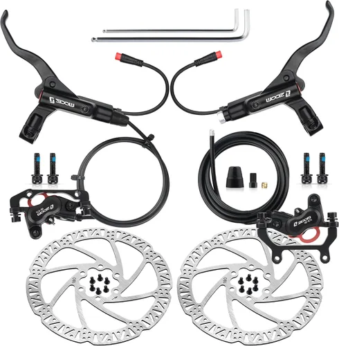 Vista 10 de Hycline Juego de frenos hidráulicos Ebike de 4 pistones: Zoom H876E 2-PIN Power-Off Kit de freno de disco de bicicleta eléctrica incluido rotores