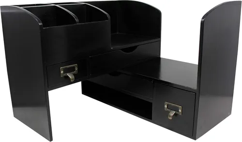 Vista 6 de Executive Office Solutions Organizador de escritorio de oficina de madera ajustable grande para escritorio, mesa o mostrador, estante