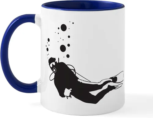 Vista 37 de CafePress Scuba Flag Diver Taza de café de cerámica de 11 oz (11.0 fl oz)