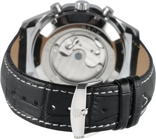 Vista 4 de Forsining Reloj automático original de cuerda automática Tourbillion calendario correa de cuero FSG340M3T2 para hombre, Blanco y plateado