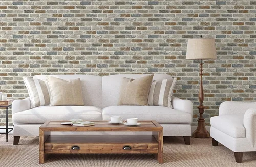 Vista 6 de SV5450 - Papel pintado de ladrillo marrón claro y pelar y pegar