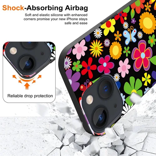 Vista 4 de Funda compatible con iPhone 14 Plus, funda de teléfono con flores de primavera para niñas y mujeres, funda protectora de TPU suave a prueba