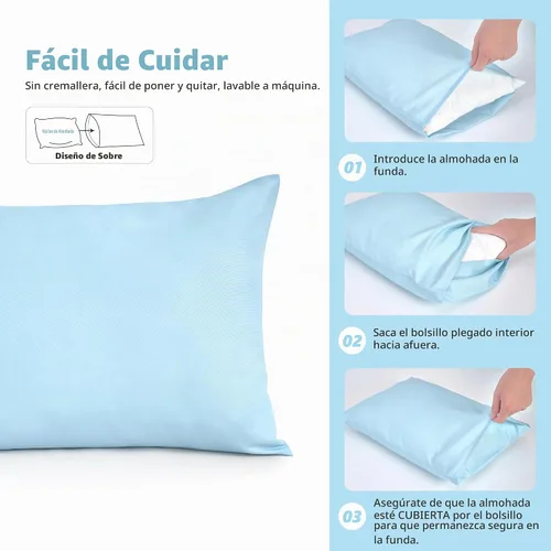 Vista 5 de TILLYOU Paquete de 2 fundas de almohada para niños pequeños con cierre de sobre, 13" x 18" de microfibra sedosa y suave, fundas de almohada de viaje