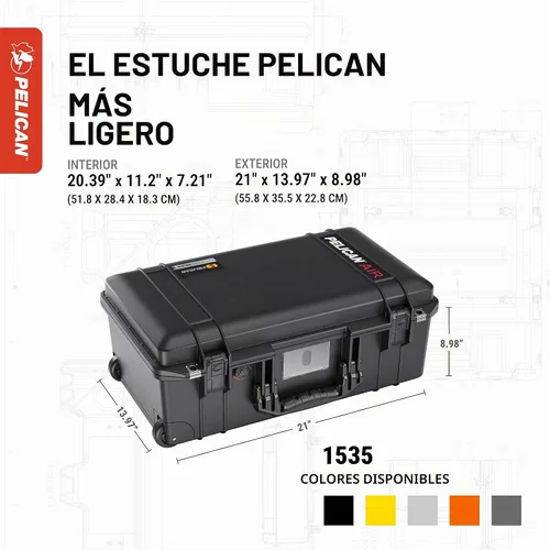 Vista 4 de Estuche Pelican Air 1535 sin Espuma - Negro