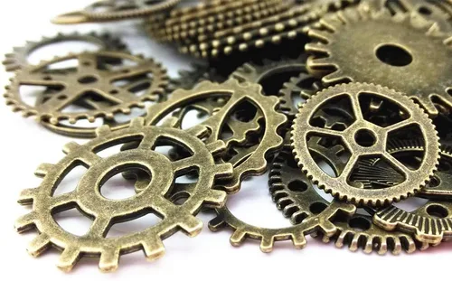 Vista 2 de 3.53 oz (aprox. 70 piezas) Yueton de engranajes steampunk antiguos, colgantes, ruedas de reloj y ruedas de engranaje para artesanías Bronce