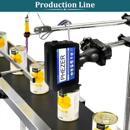 Vista 5 de Phezer Impresora de inyección de tinta portátil P16 mejorada para superficie plana con cartucho de tinta de secado rápido, máquina de codificación