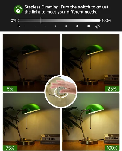 Vista 6 de Lámpara de Escritorio de Banquero de Cristal Verde con Cargador Inalámbrico, Puerto de Carga USB para Oficina en Casa, Lámpara de Mesa Regulable sin