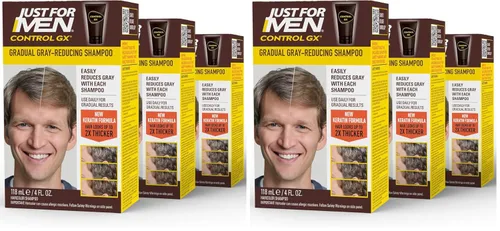 Vista 9 de CHAMPÚ Just for Men Control GX Reductor de Canas para Tonos de Cabello Más Claros, Rubio a Castaño Medio, Color Gradual del Cabello con Queratina, 4