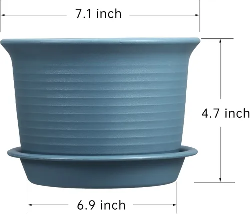 Vista 2 de Paquete de 6 macetas para plantas de interior, macetas con orificio de drenaje y platillo de bandeja, maceta de 7 pulgadas, macetas de 6 pulgadas