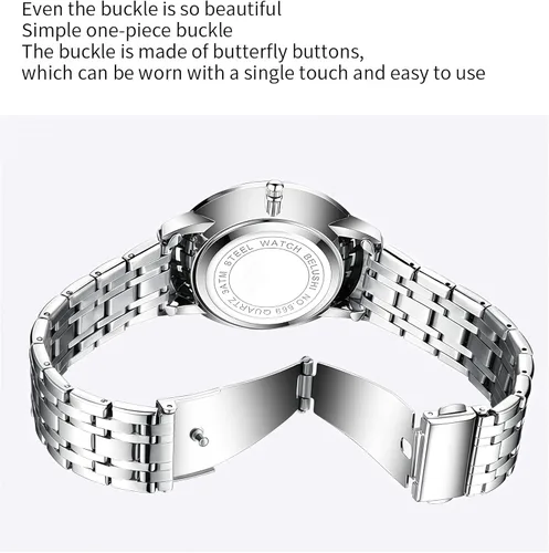 Vista 7 de Gosasa Reloj de cuarzo fácil de leer para personas mayores, números grandes, calendario, resistencia al agua de 98.4 ft, luminoso, reloj de pulsera