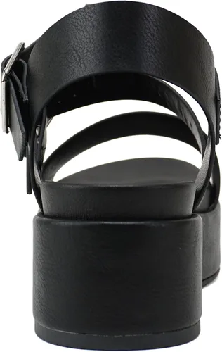 Vista 2 de Soda DRIFTER Women Flatform Multi Strap Double Buckle Open Toe Ankle Strap Platform Wedge Sandals