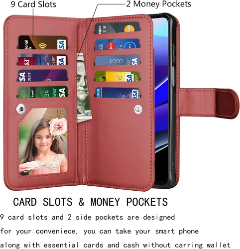Vista 2 de Njjex Funda tipo cartera para Motorola Moto G Stylus 2022 5G, para Moto G Stylus 2022 5G, [9 ranuras para tarjetas] Funda de piel sintética