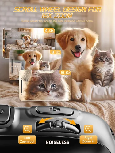 Vista 4 de Cámara digital 4K 64MP con tarjeta de 64 GB y zoom de 16X, fácil para niños