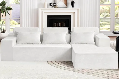 Vista 6 de Homguava - Sillones seccionales modulares para sala de estar, sofá de 101" en forma de nube con chaise en L, cómodo sofá de sala de estar