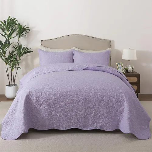 Vista 19 de HoneiLife Juego de ropa de cama tamaño Queen, juego de edredón de microfibra para cama Queen, colchas ligeras de 3 piezas, edredones reversibles