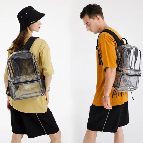 Vista 6 de Abshoo Mochila transparente resistente aprobada por el estadio para la escuela, Negro, M, Portátil
