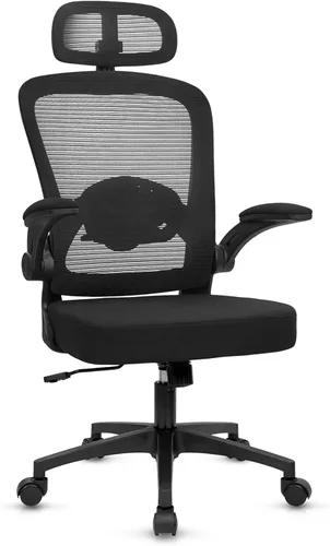 Vista 10 de Sillas de escritorio de oficina con ruedas, silla ergonómica de malla con soporte lumbar de altura ajustable, silla giratoria para computadora