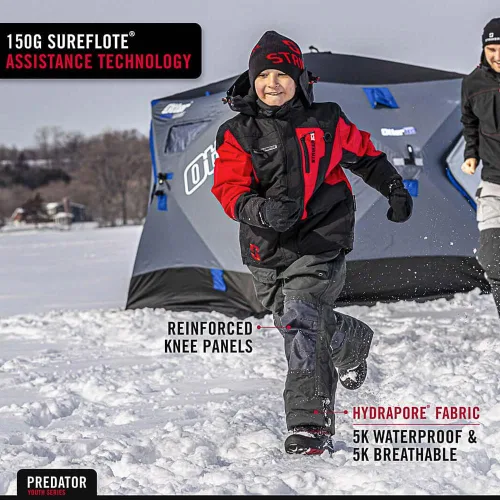 Vista 4 de Striker Youth Prdator Durable Windproof Water-Resistant Outdoor Ice Fishing Bib with Sureflote Flotation Technology