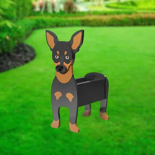 Vista 14 de XOOFMASS Lindas macetas de perro para plantas al aire libre, macetas de madera para perros, macetas en forma de perro, macetas para suculentas