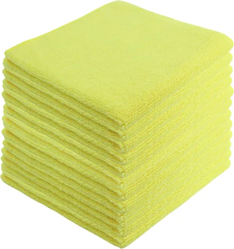 Vista 14 de Toallas de limpieza de microfibra, paquete de 12, 16 x 16 pulgadas, multiusos, más suaves, altamente absorbentes, sin pelusas, reutilizables Negro