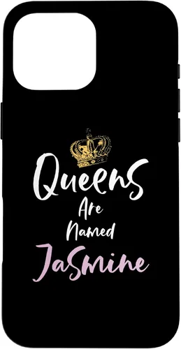 Vista 19 de Jasmine Name Queen - Carcasa para iPhone 17, color rosa y negro