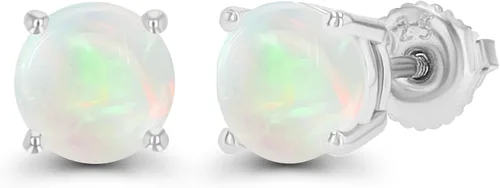 Vista 2 de Aretes de tuerca solitario de plata de ley 925 chapados en oro de 14 quilates, hipoalergénicos, 0.236in, piedra natal auténtica, con rosca, Metal