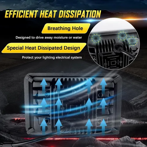 Vista 4 de Faros delanteros LED de 4x6 pulgadas homologados por DOT H4651 H4652 H4656 Reemplazo Compatible con Peterbilt 379, Kenworth, Freightinger, Probe