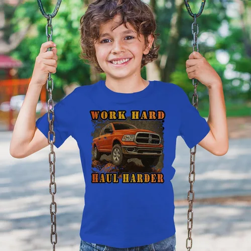 Vista 4 de Work Hard Haul Harder Youth Short Sleeve T-Shirt