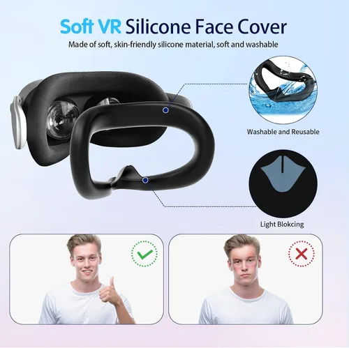 Vista 2 de 8-in-1 Silicone Cover Set for Meta Quest 3s Accessories, Juylay VR Protective Cover Accessories for Oculus Quest 3S with Facial Interface, Shell