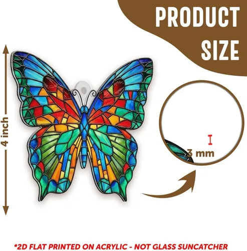 Vista 7 de Adorno de Navidad acrílico de mariposa con efecto vitral, atrapasoles colgante de ventana para familiares y amigos, decoraciones de Navidad, regalo