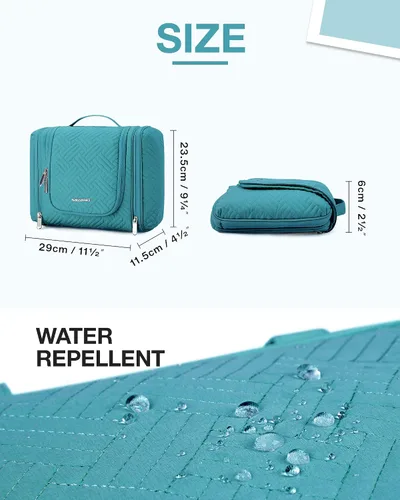 Vista 5 de BAGSMART - Estuche de viaje para cosméticos y artículos de aseo personal a prueba de agua con gancho para colgar, neceser organizador de viaje