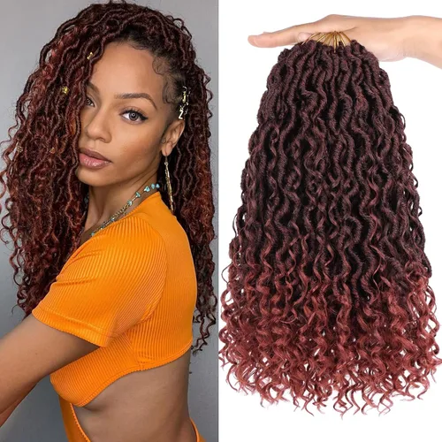 Vista 28 de Goddess Locs - 8 paquetes de cabello de ganchillo Goddess Locs de 10 pulgadas, pelo corto de imitación de ganchillo con rizos pre-enrollados