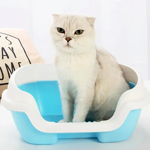 Vista 4 de ULTECHNOVO Caja de arena abierta para gatos con lado alto, bandeja de arena para gatos, inodoro para gatitos con cuchara de tamizar, arena extraíble