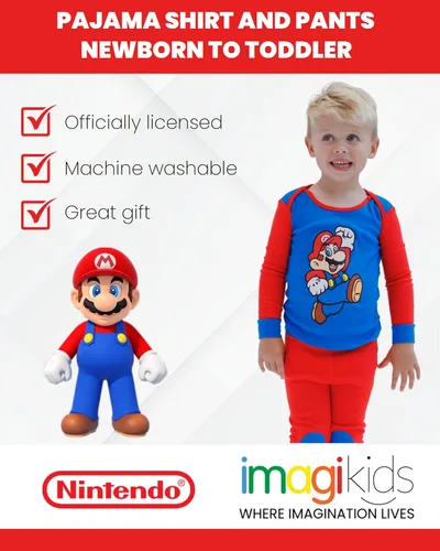 Vista 2 de SUPER MARIO Nintendo - Conjunto de sudadera y pantalones para recién nacidos a niños pequeños