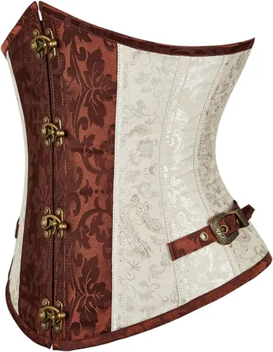 Vista 3 de frawirshau Corsés Steampunk para mujer, corsé gótico retro con cordones