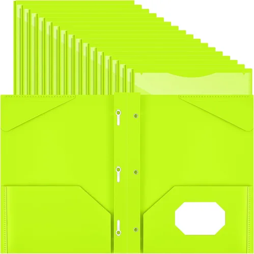 Vista 19 de Henoyso 48 carpetas de plástico con bolsillo frontal transparente y 3 puntas, carpetas de plástico resistente con ranura para tarjetas, carpetas