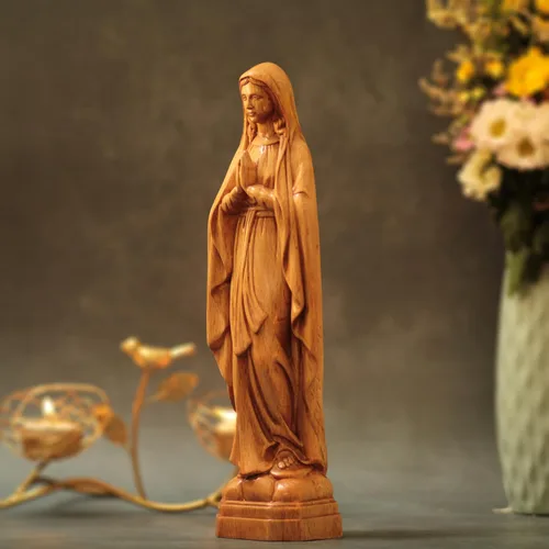 Vista 8 de 11.8 Inches Our Lady of Lourdes Catholic Icons Handmade Our Lady Statue Religious Gifts Our Lady of Guadalupe Catholic Art Mothers Day Gifts