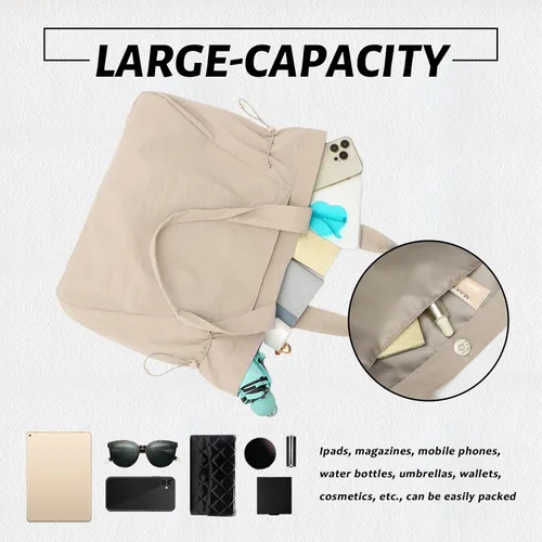 Vista 4 de Bolsa grande para mujer, bolsa de hombro ligera para viajes, playa, entrenamiento, compras
