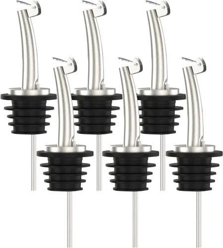 Vista 8 de Axe Sickle 12 piezas de boquillas para botellas de licor con picos vertedores de acero inoxidable de aceite, picos de vertido rápido, pico