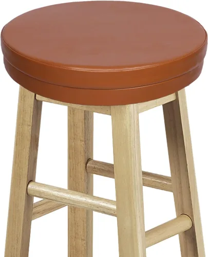 Vista 8 de Shinnwa Cojín redondo de espuma para taburete de bar, cojines de asiento acolchados de cuero impermeable con parte inferior elástica y Negro