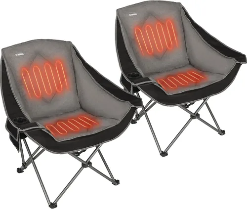Vista 11 de Silla de Campamento Plegable CAMPHILL, Silla de Camping Portátil Extra Grande con Portavasos, Silla de Césped Resistente Acolchada para Camping