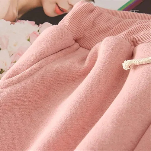 Vista 4 de Fuzzy Sweatpants for Women Thermal Warm Winter Cozy Sherpa Lined Pants Elastic Waist Solid Color Lounge Fleece Pant