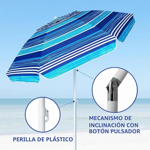 Vista 2 de AMMSUN Sombrilla de playa resistente de 6.5 pies para arena con inclinación y ventilación de aire, refugio solar, protección UV 50+, sombrillas