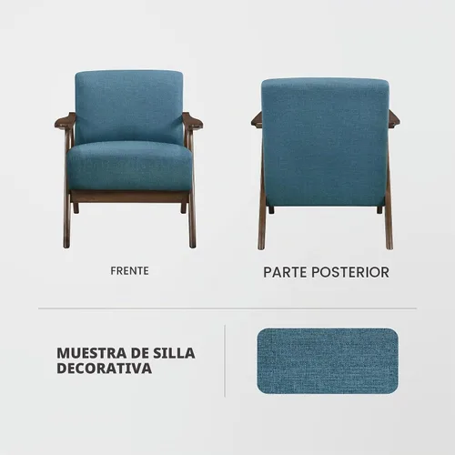Vista 6 de Lexicon Silla de Acento Moderna de Mediados de Siglo con Marco de Madera Sólida en Acabado de Nogal, Sillón de Descanso con Brazos Tapizado